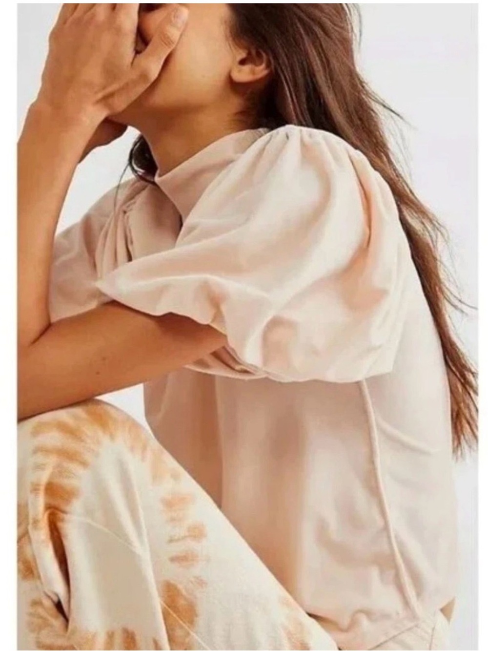 FREE PEOPLE Claudia Velvet Mock Neck Blouse Size S - Picture 7 of 14